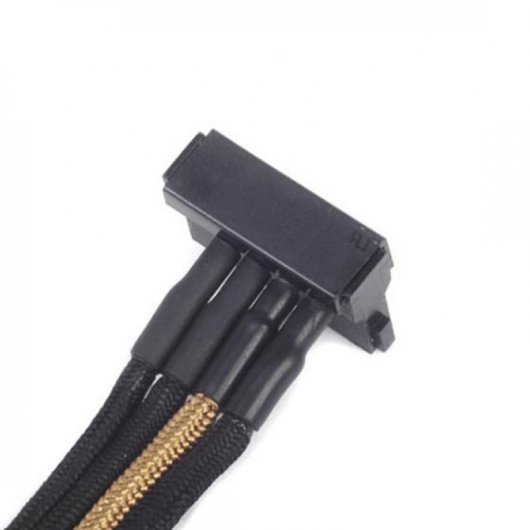 SilverStone PP07-BTSBG Cable Extensor de Alimentación Molex a 4 SATA 30cm Negro/Oro