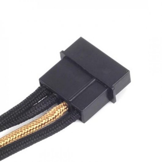 SilverStone PP07-BTSBG Cable Extensor de Alimentación Molex a 4 SATA 30cm Negro/Oro