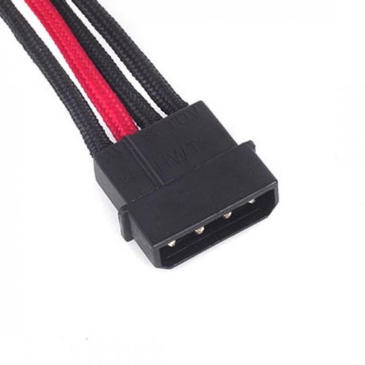 SilverStone PP07-BTSBR Cable Extensor de Alimentación Molex a 4 SATA 30cm Negro/Rojo