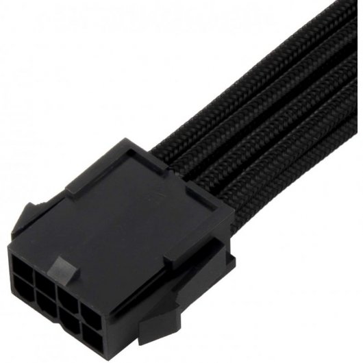 SilverStone PP07E-EPS8B Cable Extensor de Alimentación Flexible EPS 8 Pin a EPS/ATX 4+4 Pin 30cm Negro