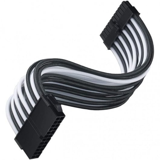 SilverStone PP07E-MBBW Câble d'extension d'alimentation flexible 24 broches mâle/femelle 30 cm noir/blanc