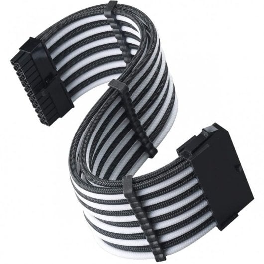 SilverStone PP07E-MBBW Câble d'extension d'alimentation flexible 24 broches mâle/femelle 30 cm noir/blanc