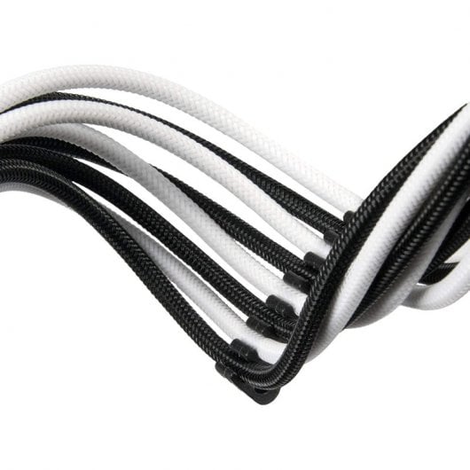 SilverStone PP07E-MBBW Câble d'extension d'alimentation flexible 24 broches mâle/femelle 30 cm noir/blanc