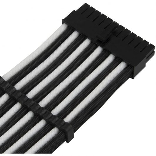 SilverStone PP07E-MBBW Câble d'extension d'alimentation flexible 24 broches mâle/femelle 30 cm noir/blanc