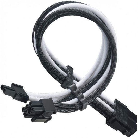 SilverStone PP07E-PCIBW Cable Extensor de Alimentación Flexible 8 Pin a PCI-E 6+2 Pin 30cm Negro/Blanco