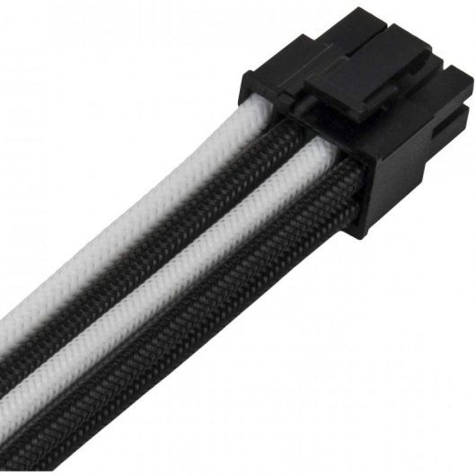 SilverStone PP07E-PCIBW Cable Extensor de Alimentación Flexible 8 Pin a PCI-E 6+2 Pin 30cm Negro/Blanco