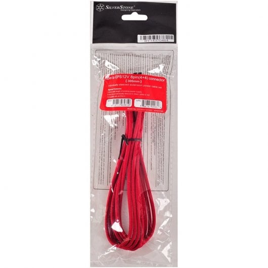 SilverStone PP07-EPS8R Cable Extensor de Alimentación EPS 8 Pin a EPS/ATX 4+4 Pin 30cm Rojo
