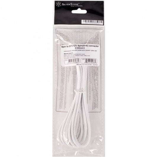 SilverStone PP07-EPS8W Cable Extensor de Alimentación EPS 8 Pin a EPS/ATX 4+4 Pin 30cm Blanco