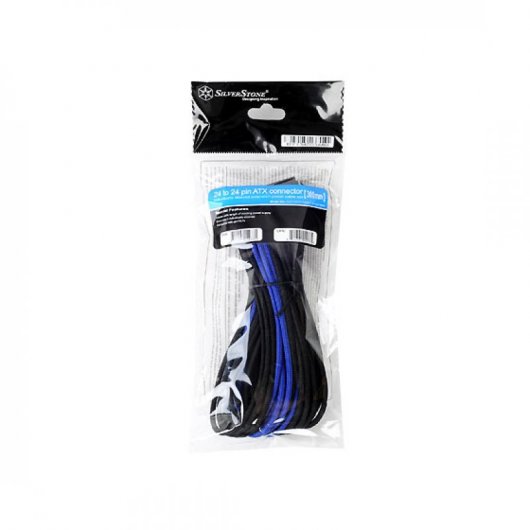 SilverStone PP07-MBBA Cable Extensor de Alimentación 24 Pin Macho/Hembra 30cm Negro/Azul