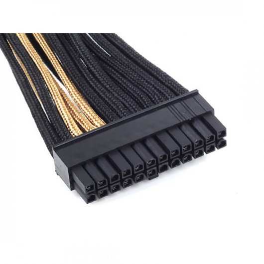 SilverStone PP07-MBBG Cable Extensor de Alimentación 24 Pin Macho/Hembra 30cm Negro/Oro