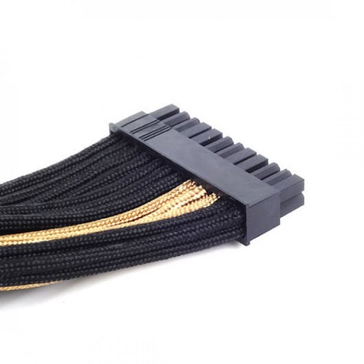 SilverStone PP07-MBBG Cable Extensor de Alimentación 24 Pin Macho/Hembra 30cm Negro/Oro