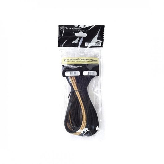 SilverStone PP07-MBBG Cable Extensor de Alimentación 24 Pin Macho/Hembra 30cm Negro/Oro