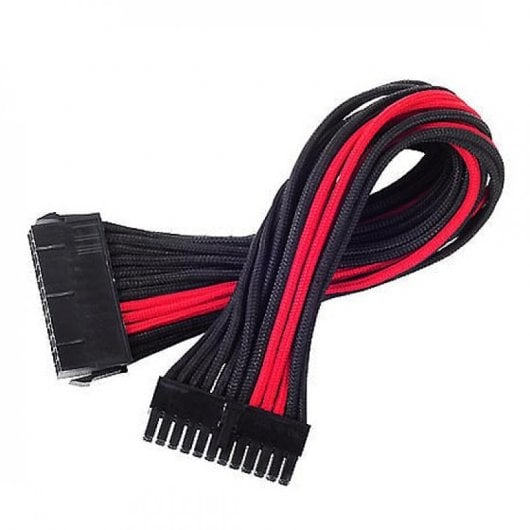 SilverSton PP07-MBBR Cable Extensor de Alimentación 24 Pin Macho/Hembra 30cm Negro/Rojo