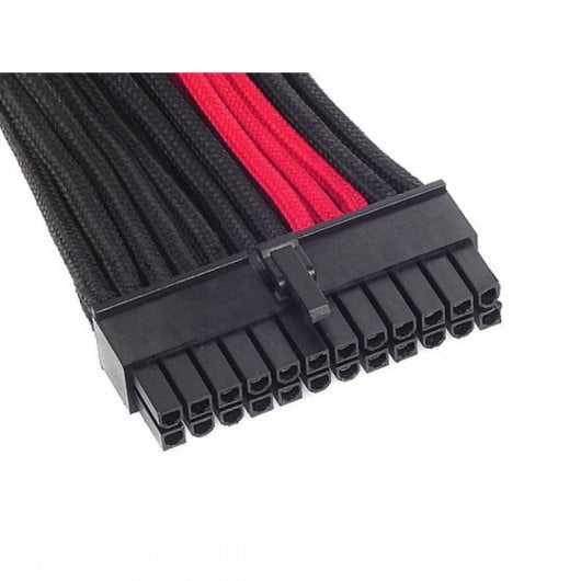 SilverSton PP07-MBBR Cable Extensor de Alimentación 24 Pin Macho/Hembra 30cm Negro/Rojo