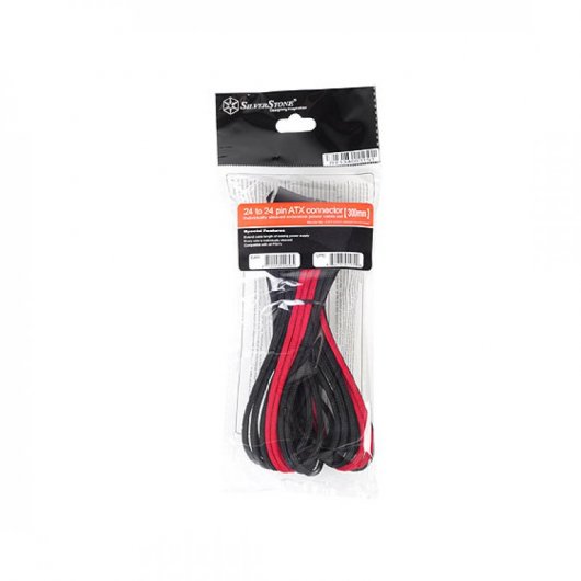 SilverSton PP07-MBBR Cable Extensor de Alimentación 24 Pin Macho/Hembra 30cm Negro/Rojo