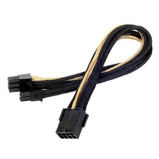 SilverStone PP07-PCIBG Cable Extensor de Alimentación 8 Pin a PCI-E 6+2 Pin 25cm Negro/Oro