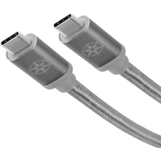 SilverStone CPU06C-1000 Câble Nylon USB-C vers USB-C 3.1 Gen 2 Mâle/Mâle 1m Carbone