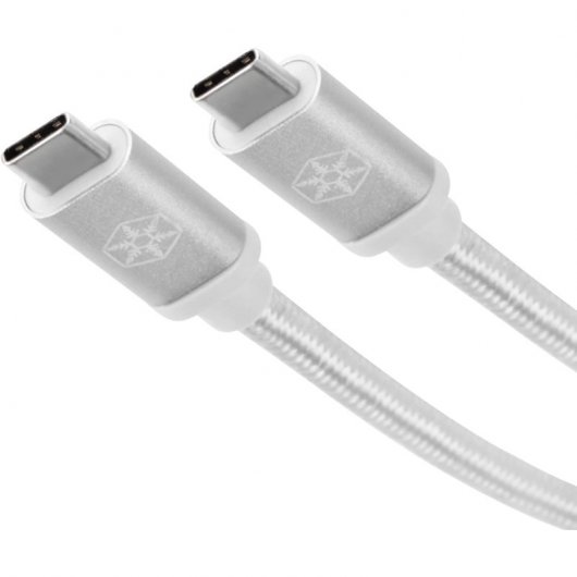 SilverStone CPU06S-500 Câble Nylon USB-C vers USB-C 3.1 Gen 2 Mâle/Mâle 0,5m Argent