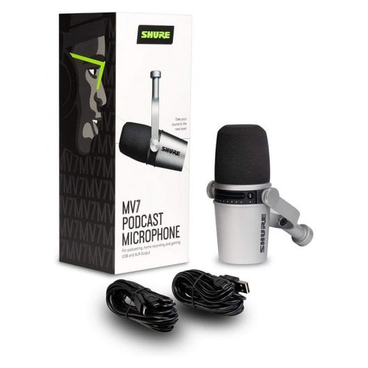 Microfono dinamico per podcast Shure MV7 XLR/USB Argento