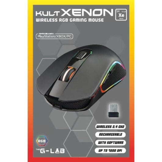 Souris de jeu sans fil The G-Lab Kult Xenon 7200 DPI noire