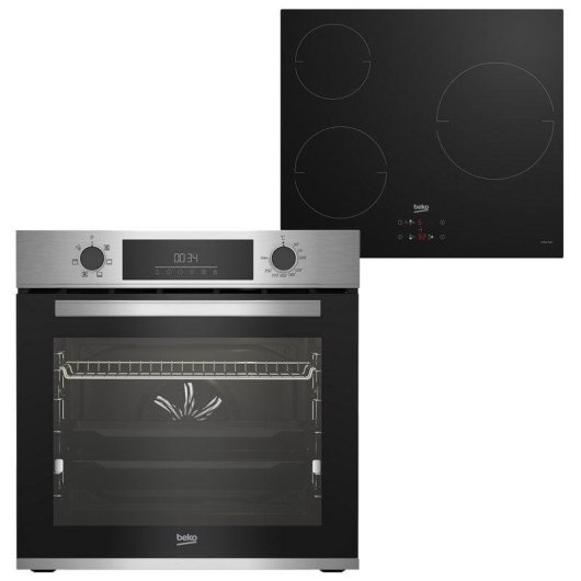 Forno-Multifunções-Beko-BBSE12340XD-Hidrolítico-72L-60cm-A-Inox-+-Placa-Indução-3-Zonas-Preto