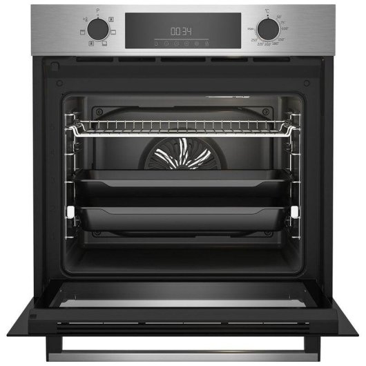 Forno Multifunções Beko BBSE12340XD Hidrolítico 72L 60cm A Inox + Placa Indução 3 Zonas Preto