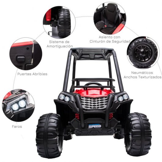 HomCom Buggy Eléctrico con Faros y Música Rojo