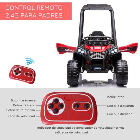 HomCom Buggy Eléctrico con Faros y Música Rojo