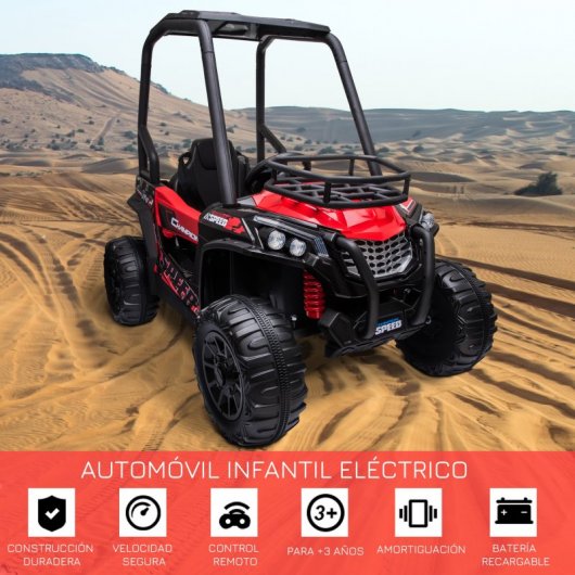 HomCom Buggy Eléctrico con Faros y Música Rojo
