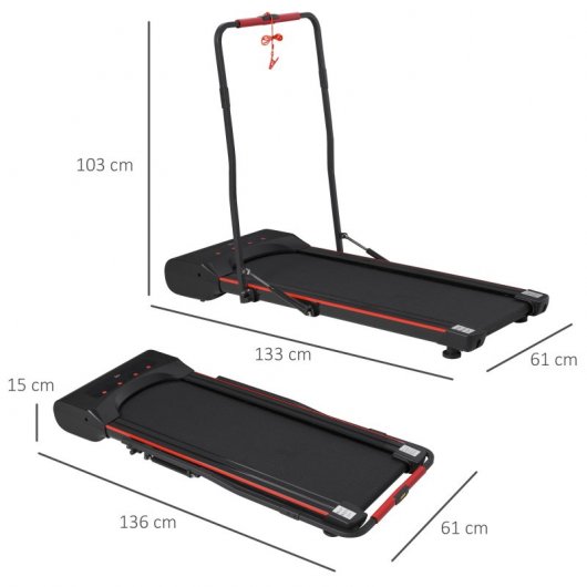 HomCom Cinta de Correr Plegable Negra/Roja
