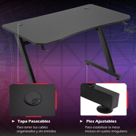 HomCom Mesa Gaming Negra