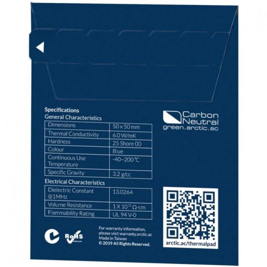 Arctic Thermal Pad Almohadilla Térmica 50x50x1mm