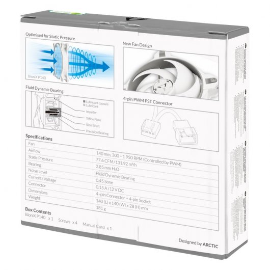 ARCTIC BioniX P140 Computergehäuse Ventilator 14 cm Grau, Weiß