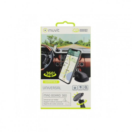 Muvit Soporte Coche Universal Ventosa Magnético Negro