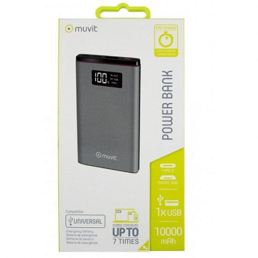 Muvit Powerbank 10000mAh 2xUSB/Tipo-C Negra
