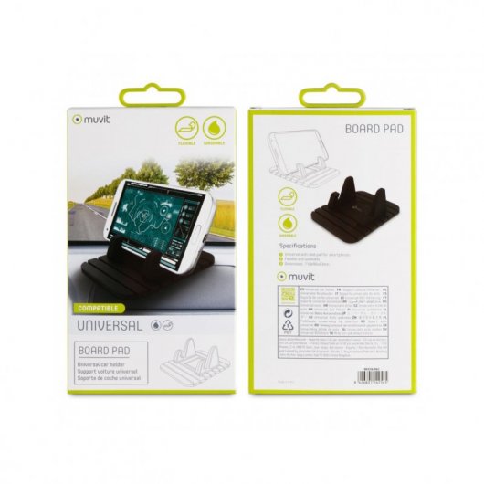 Muvit Soporte Coche Universal Alfombrilla Anti-deslizante Negra para Smartphone