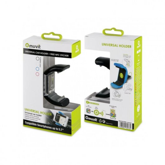 Muvit Soporte Coche Universal Salida de Aire 360 Negro para smartphones hasta 6,3"