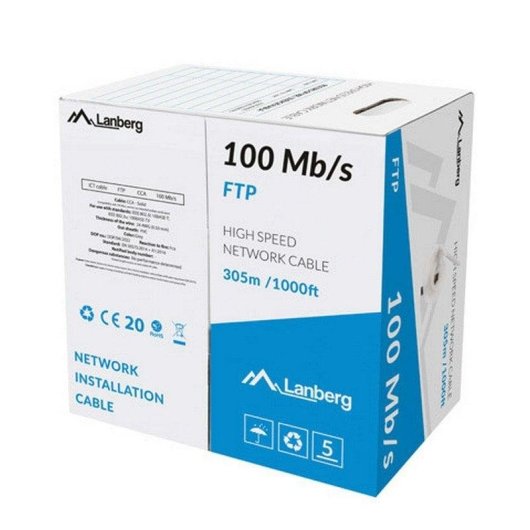 Lanberg Bobina Cable de Red RJ45 Cat.5 F/UTP Rígido CCA 305m Gris