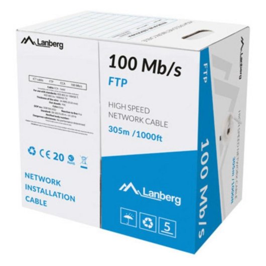 Lanberg Bobina Cable de Red RJ45 Cat.5 F/UTP Rígido CCA 305m Gris