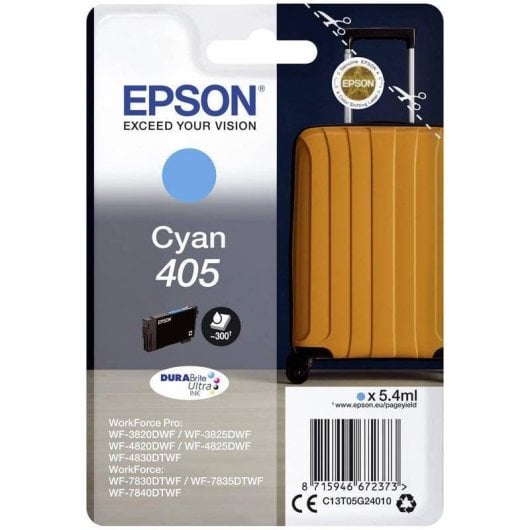 Cartucho de tinta Epson 405 Ciano DURABrite Ultra 5.4 ml Impressão resistente