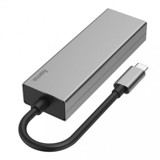 Hama Hub 4 porte da USB-C a USB-A/USB-C/RJ-45 Grigio