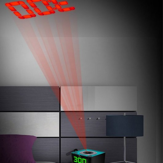 Sytech SY1034NG Radio Reloj Despertador con Proyección Azul