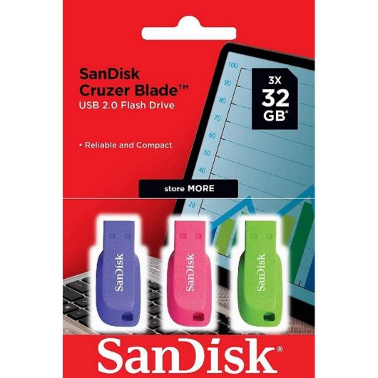 Sandisk Cruzer Blade 32GB USB 2.0 Pack Triple