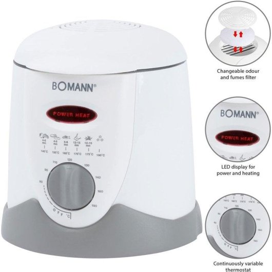 Friteuse Bomann FFR 1290 CB 1L 900W Compact Thermostaat Fondue