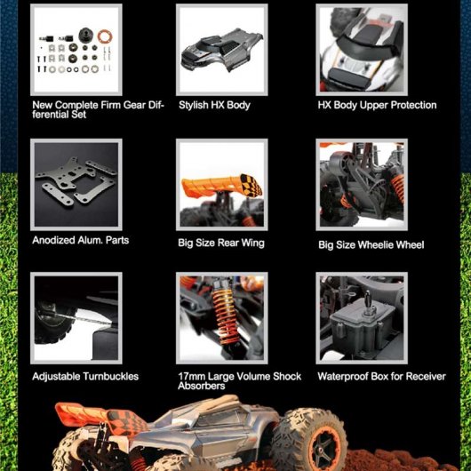 Team Magic E6 III HX Coche Eléctrico Monster Truck 4x4 1/8 2500KV Plata