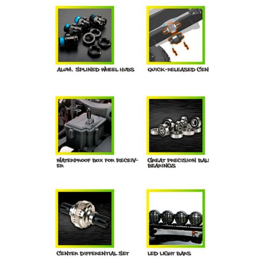 Team Magic E6 Raptor Coche Eléctrico Súper Monster Truck 1/8 2250KV Blanco/Verde