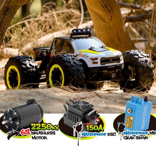 Team Magic E6 Raptor Coche Eléctrico Súper Monster Truck 1/8 2250KV Blanco/Verde