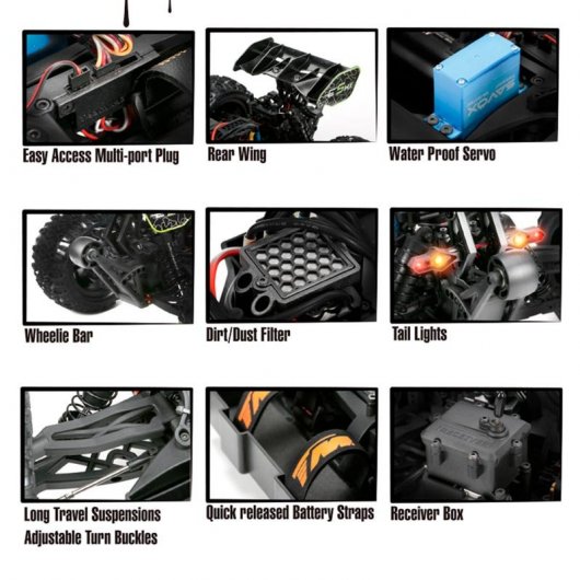 Team Magic E5HX Coche Eléctrico Truggy Monster Truck 4400KV Negro/Verde