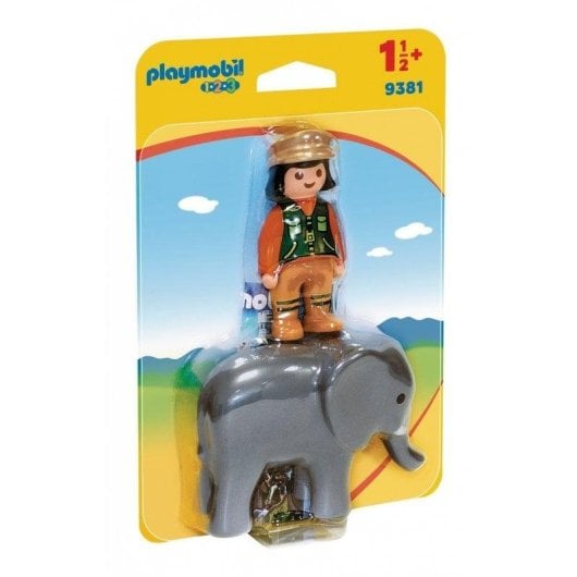 Playmobil 1.2.3 9381 Cuidadora com Elefante 2 peças