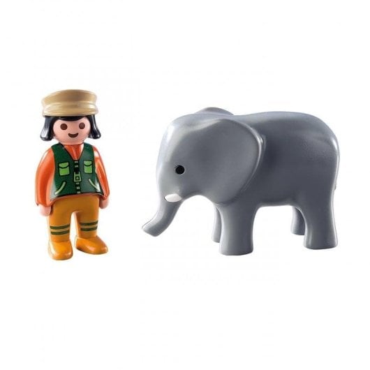 Playmobil 1.2.3 9381 Cuidadora com Elefante 2 peças